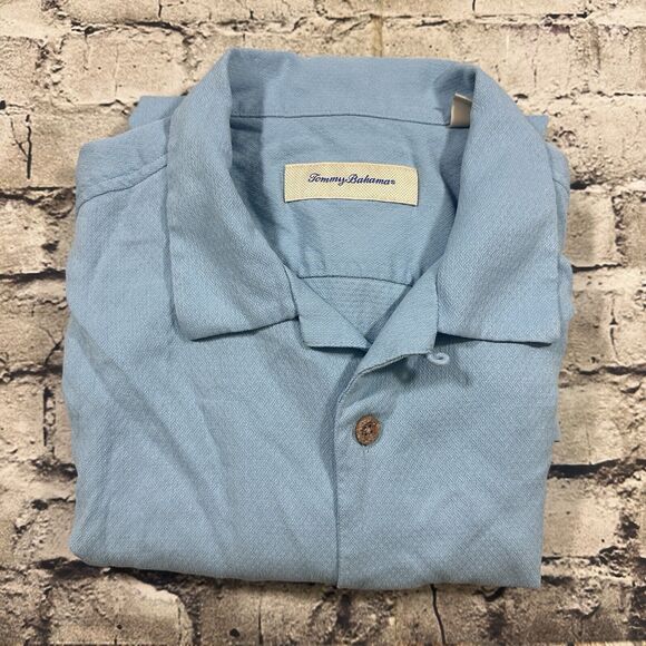 Tommy Bahama Shirt Men's Large Blue Hawaiian Paisley Silk Button Up Vacation - Picture 10 of 10